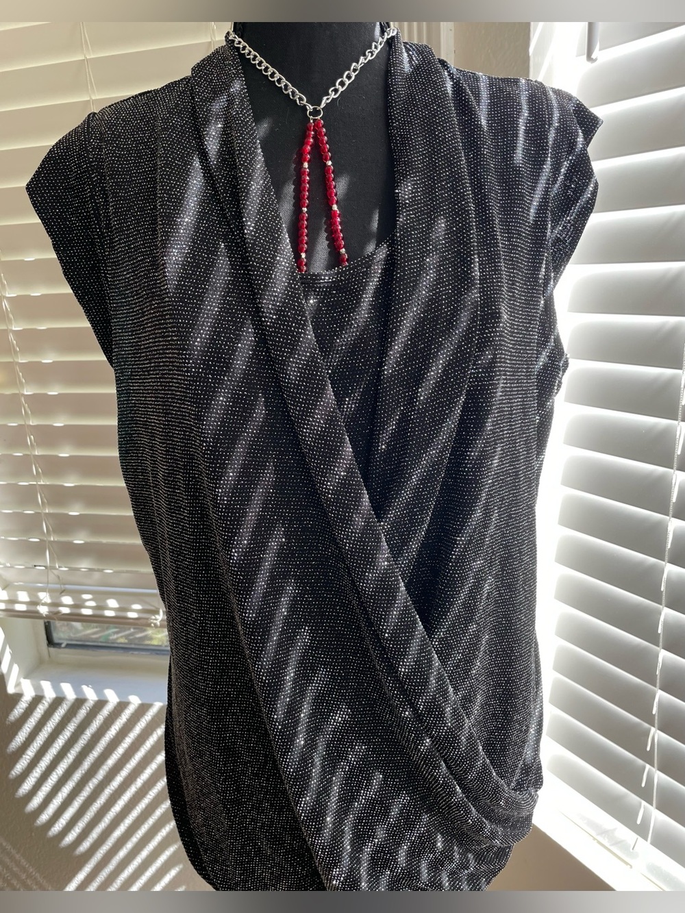 Oliver O. Black Metallic Sparkle Blouse